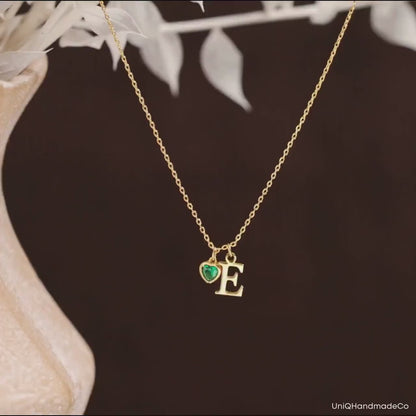 BuffBolt™ Amora Birthstone Initial Necklace