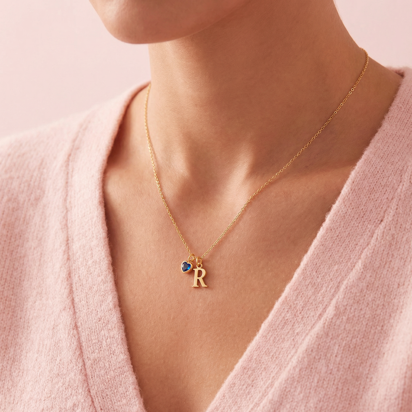 BuffBolt™ Amora Birthstone Initial Necklace
