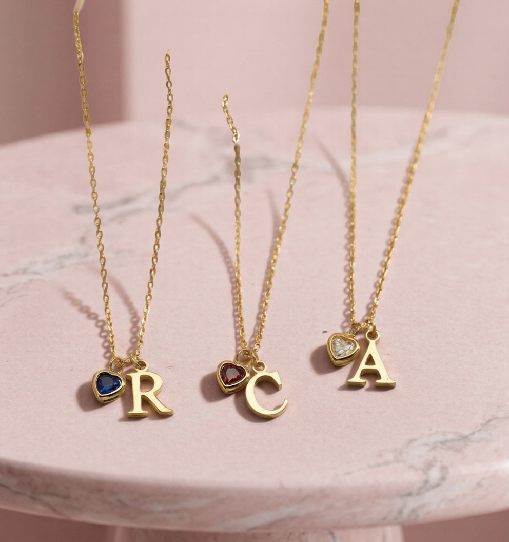 BuffBolt™ Amora Birthstone Initial Necklace