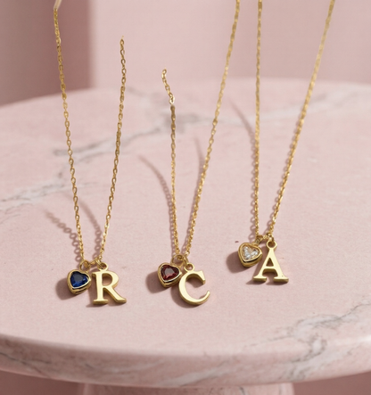 BuffBolt™ Amora Birthstone Initial Necklace
