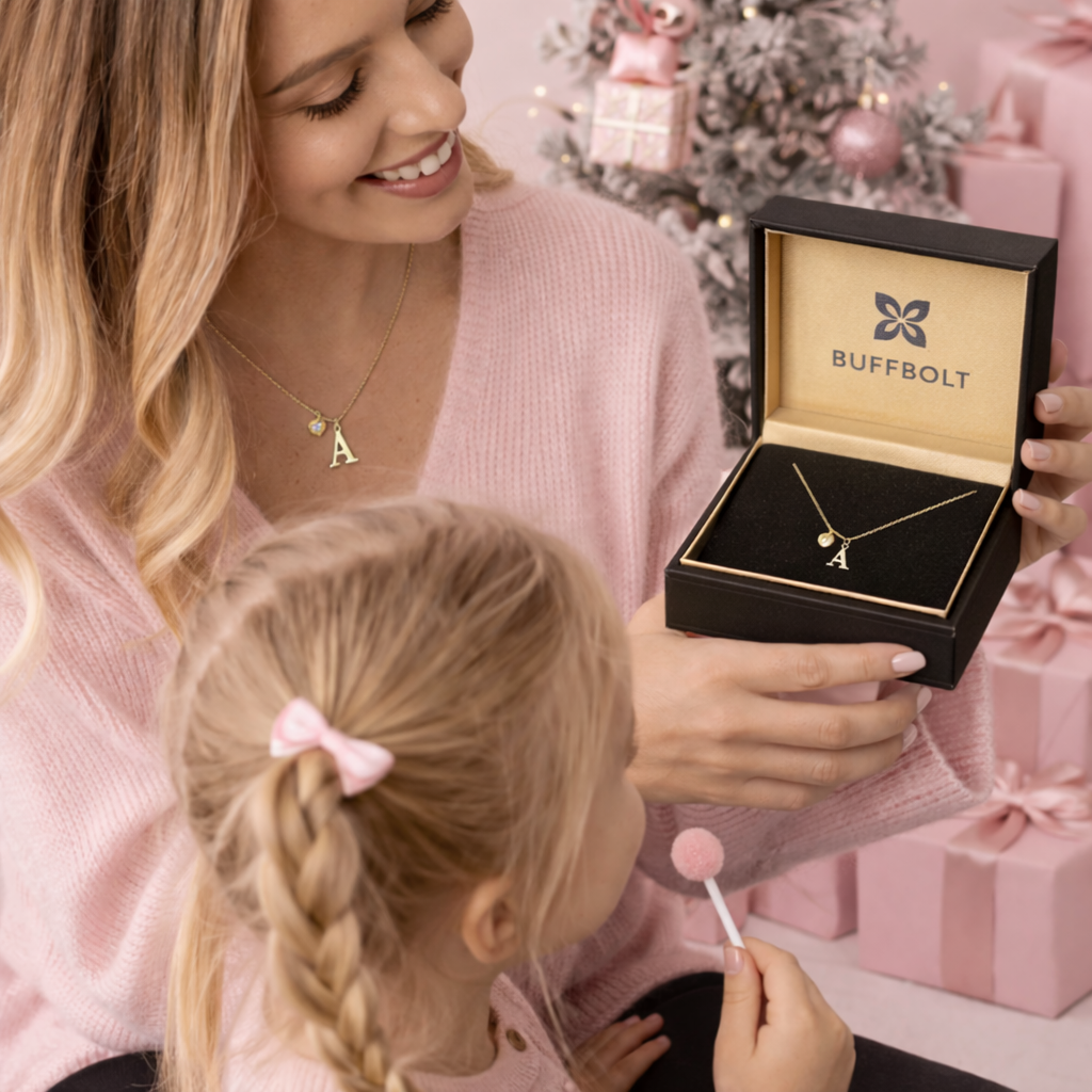 BuffBolt™ Amora Birthstone Initial Necklace